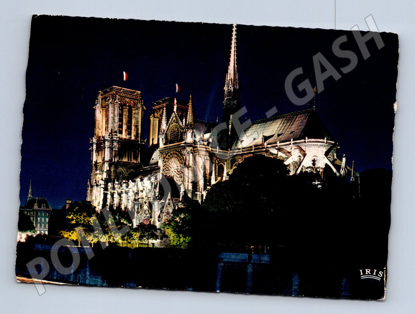 Postcard Paris Notre-Dame illuminated at night written (M7706)