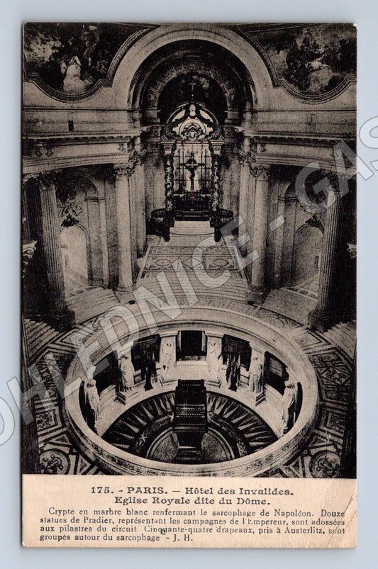Postcard Paris Invalides Tomb of Napoleon Old (M7708)