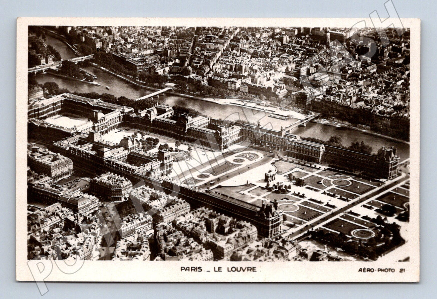Postcard Paris aerial view of the Louvre old (M7710)