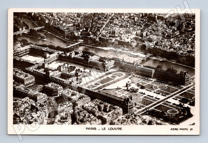 Postcard Paris aerial view of the Louvre old (M7710)