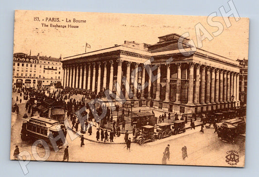 Postcard Paris La Bourse 1926 old with stamp (M7713)