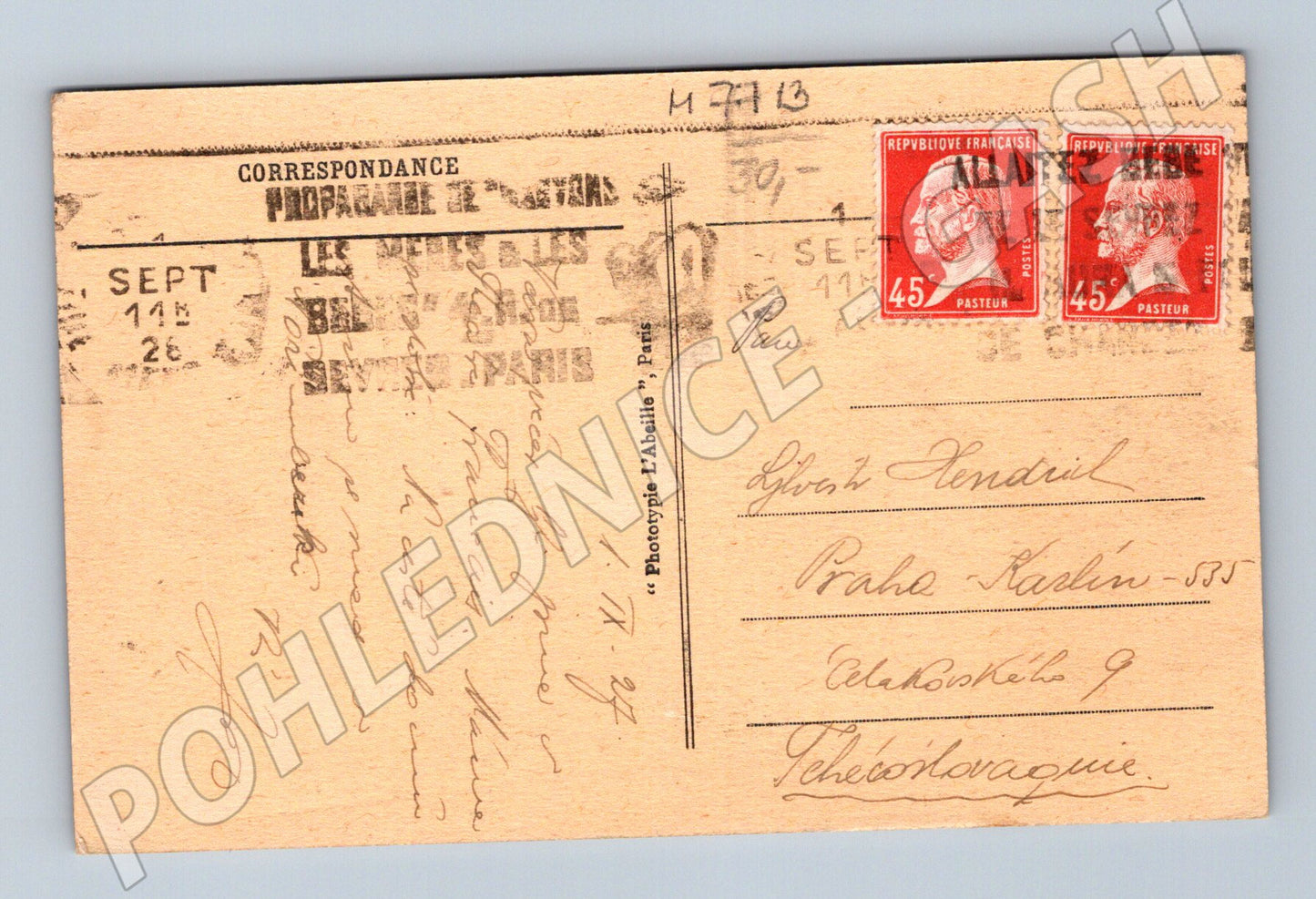 Postcard Paris La Bourse 1926 old with stamp (M7713)