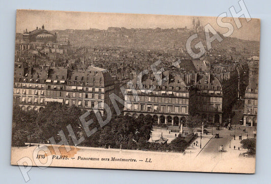 Postcard Paris panorama to Montmartre Sacré-Cœur (M7714)