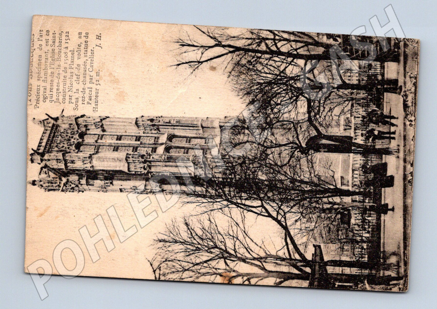 Postcard Paris Tower Saint Jacques 1926 to Prague (M7716)