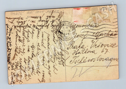 Postcard Paris Tower Saint Jacques 1926 to Prague (M7716)