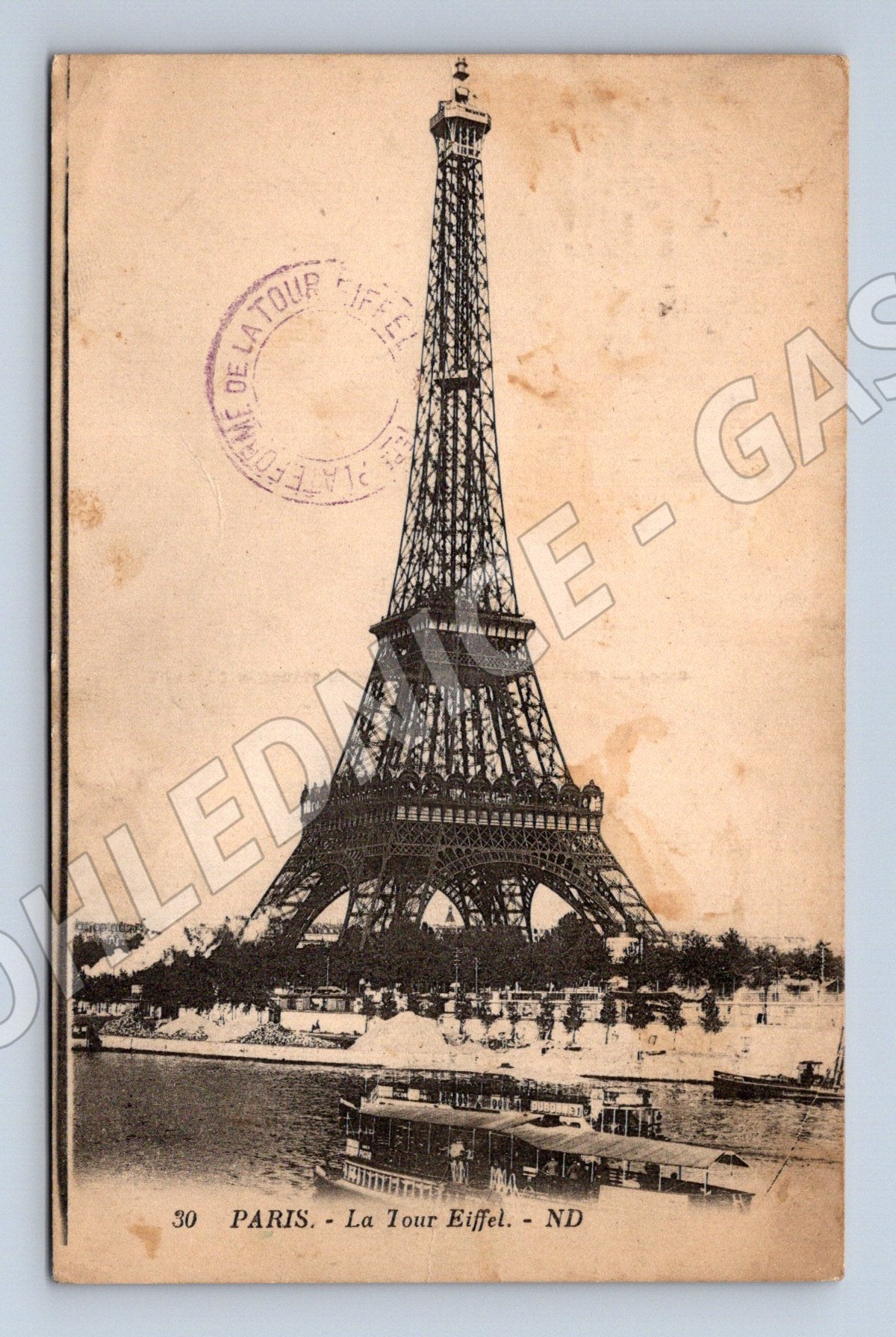 Postcard Paris Eiffel Tower old stamped (M7719)