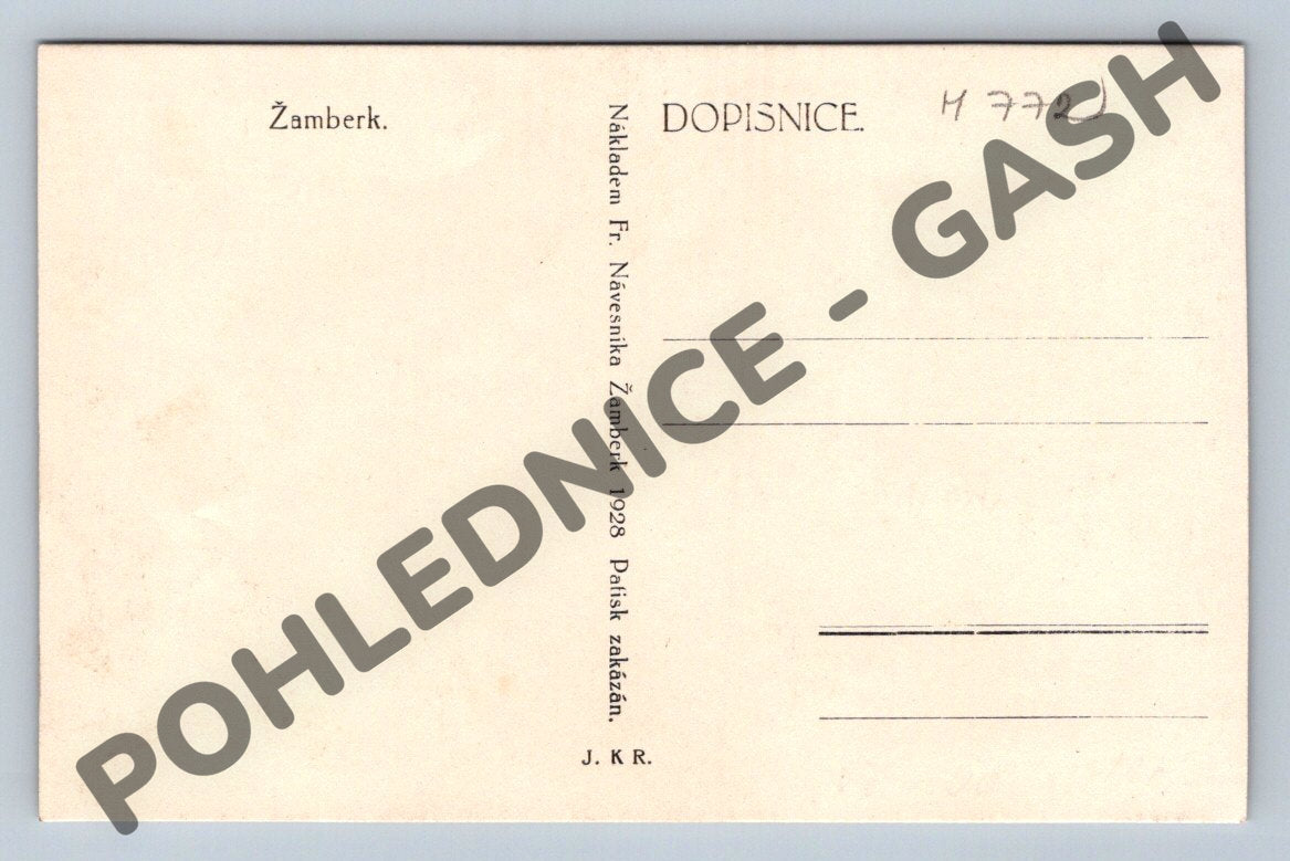 Pohlednice Žamberk zámek 1928 ČSR (M772)