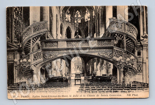 Pohlednice Paříž Saint Étienne du Mont interiér (M7730)
