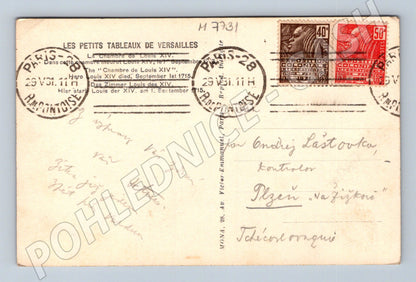Pohlednice Versailles pokoj Ludvíka XIV odesláno 1931 (M7731)