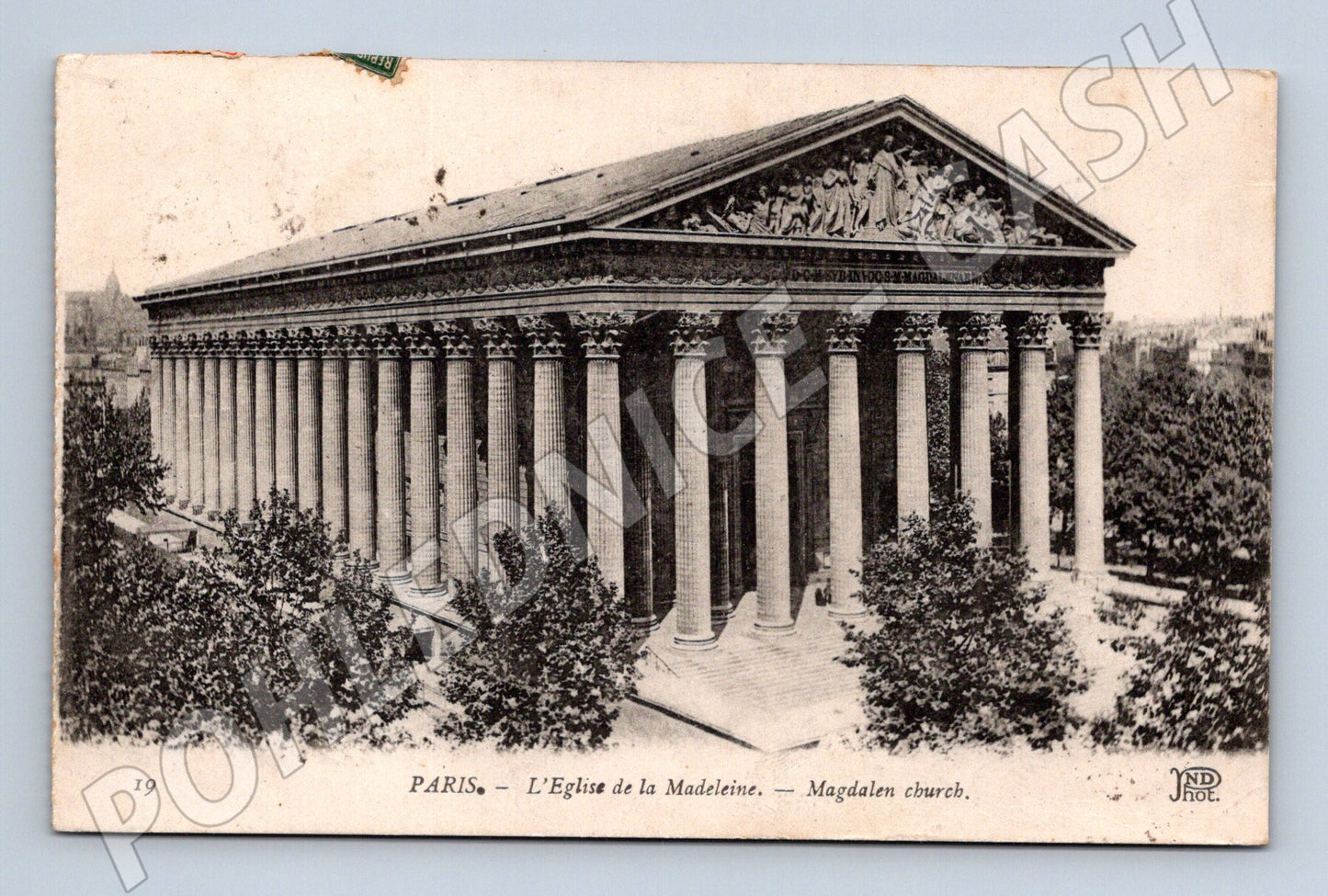 Pohlednice Paříž kostel Madeleine 1916 frankovaná (M7734)