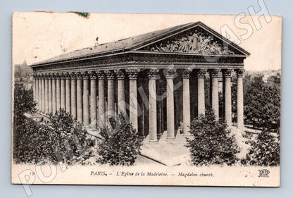 Pohlednice Paříž kostel Madeleine 1916 frankovaná (M7734)