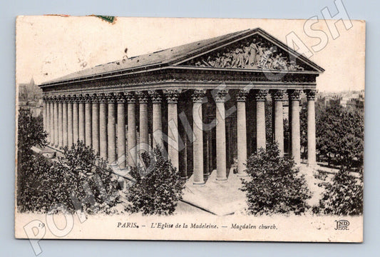 Pohlednice Paříž kostel Madeleine 1916 frankovaná (M7734)