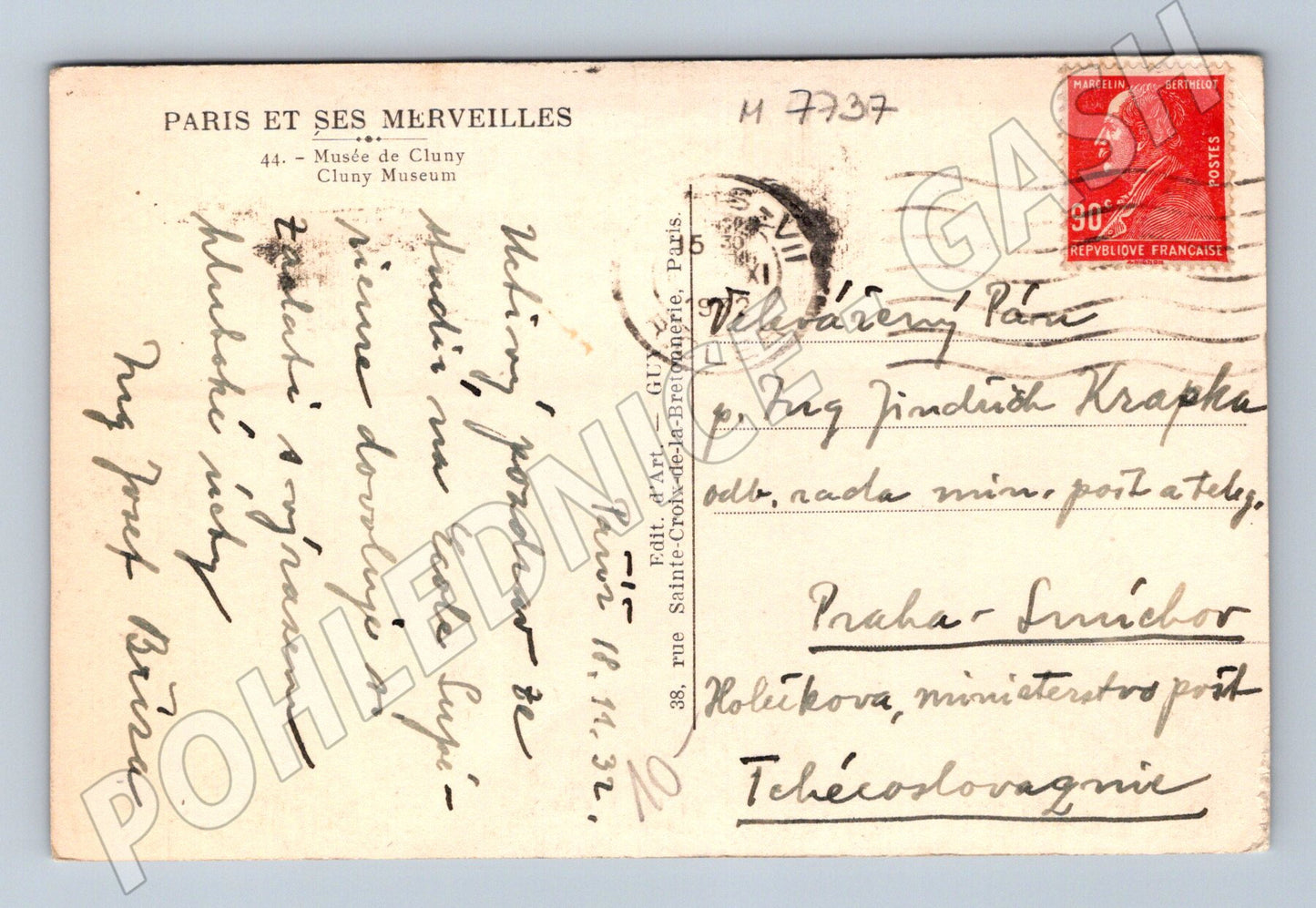 Pohlednice Paříž Musée de Cluny 1932 série Merveilles (M7737)