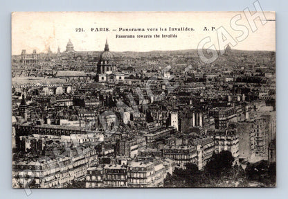 Pohlednice Paříž panorama k Invalidovně 1930 do Prahy (M7738)