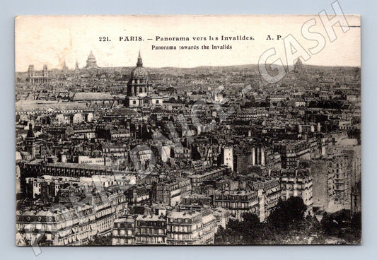 Pohlednice Paříž panorama k Invalidovně 1930 do Prahy (M7738)