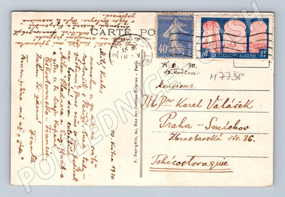 Pohlednice Paříž panorama k Invalidovně 1930 do Prahy (M7738)