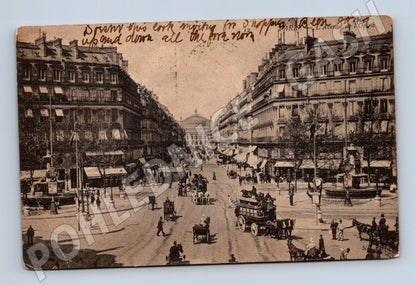 Postcard Paris Avenue de l'Opéra view of the opera (M7745)
