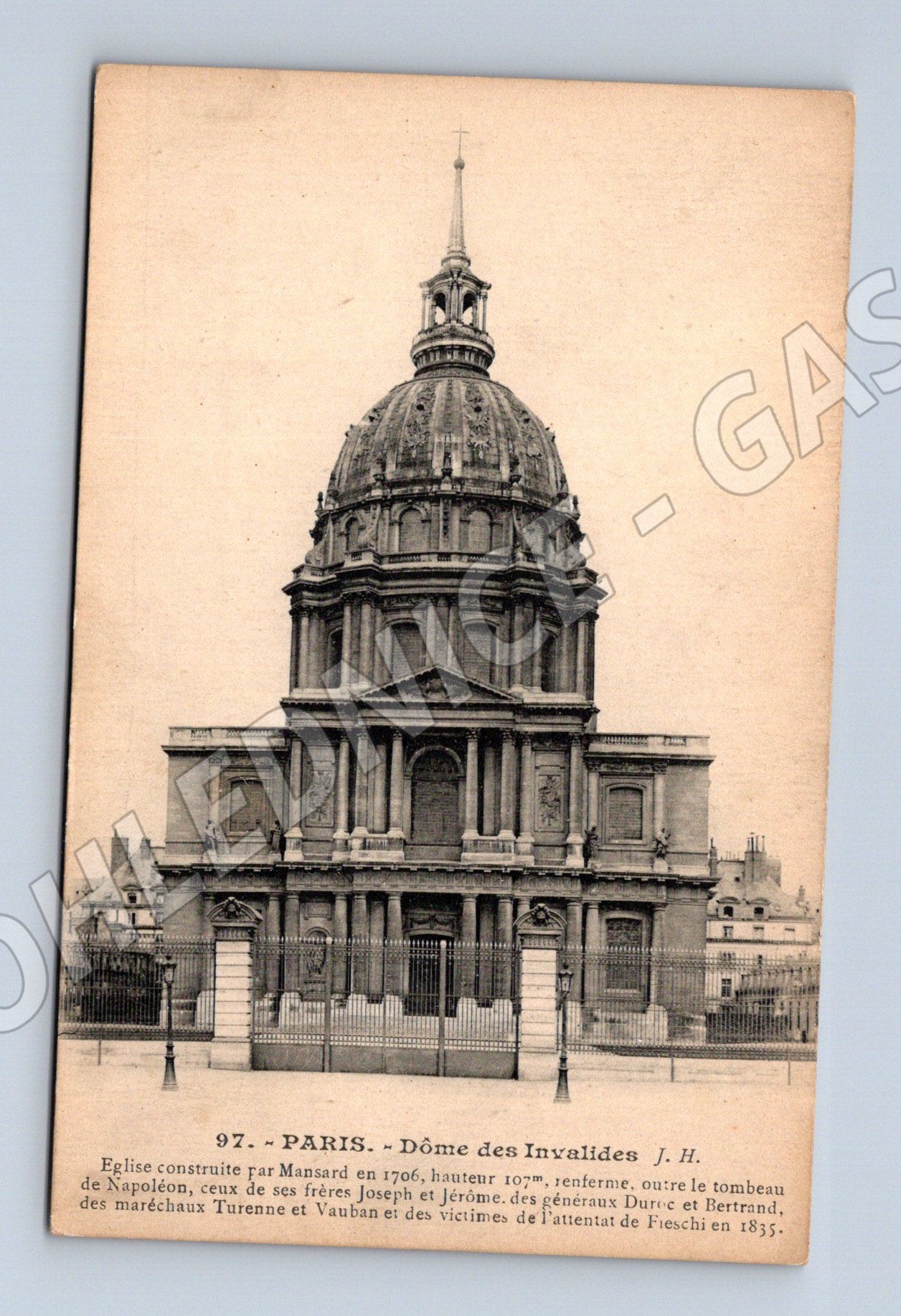 Pohlednice Paříž Dôme des Invalides stará pohlednice (M7748)