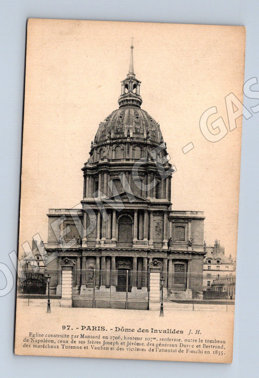 Pohlednice Paříž Dôme des Invalides stará pohlednice (M7748)