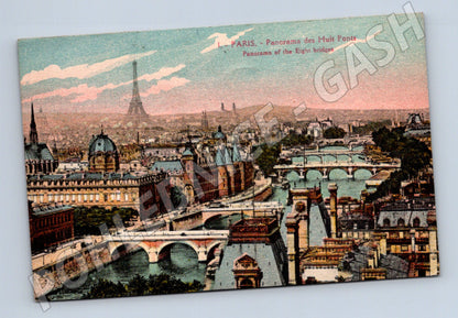 Pohlednice Paříž panorama osmi mostů 1928 kolor (M7751)