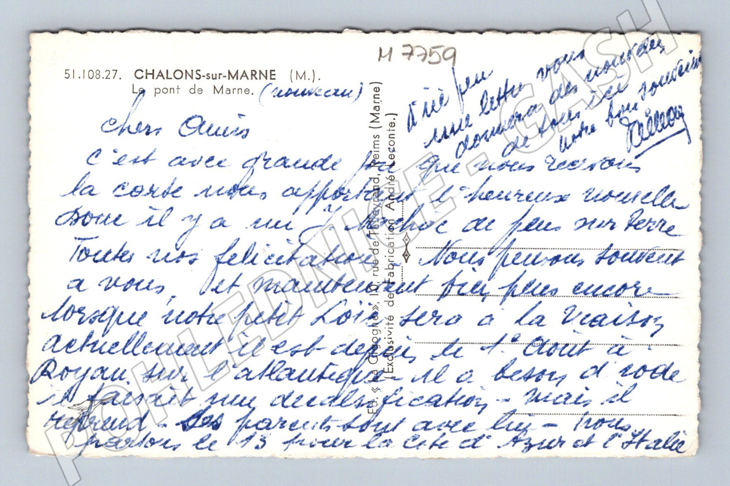 Pohlednice Châlons sur Marne most přes Marne (M7759)