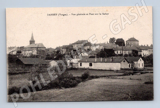 Pohlednice Darney Vosges pohled na město a most (M7775)