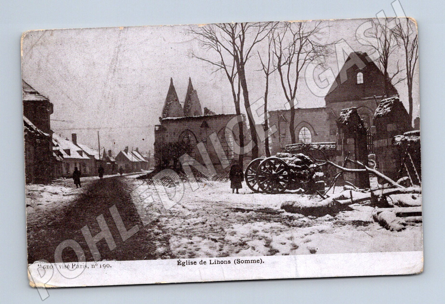 Pohlednice Lihons kostel Somme WW1 historická (M7788)