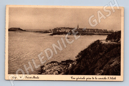 Pohlednice Saint Malo celkový pohled čb Francie (M7806)