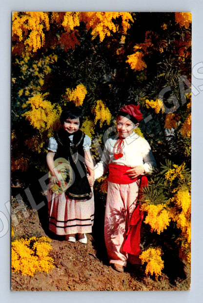 Pohlednice Côte d’Azur 1966 děti v krojích etno pohlednice (M7807)