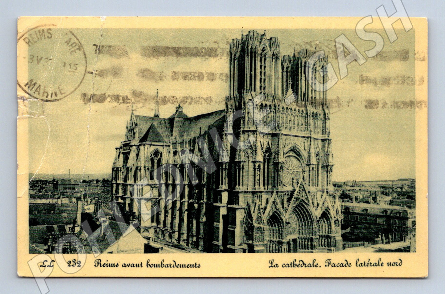 Pohlednice Reims katedrála Notre Dame 1937 do ČSR (M7809)