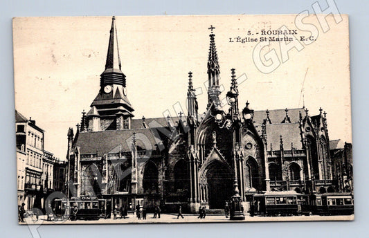 Pohlednice Roubaix kostel St Martin 1923 Francie (M7815)