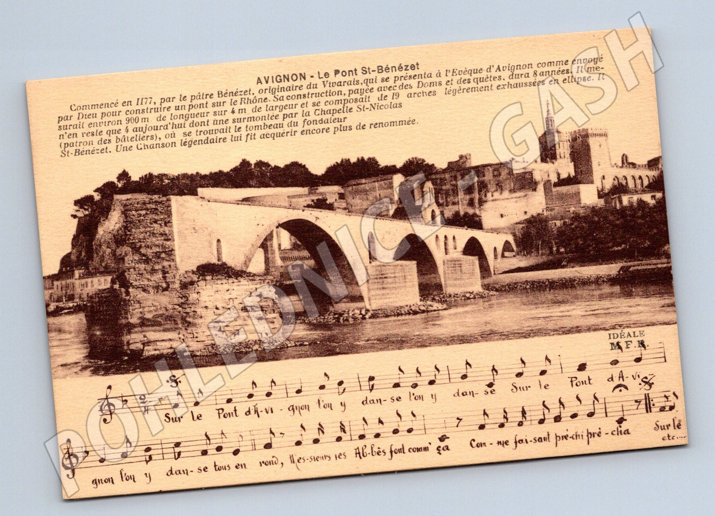 Pohlednice Avignon Pont Saint Bénézet noty písně (M7820)
