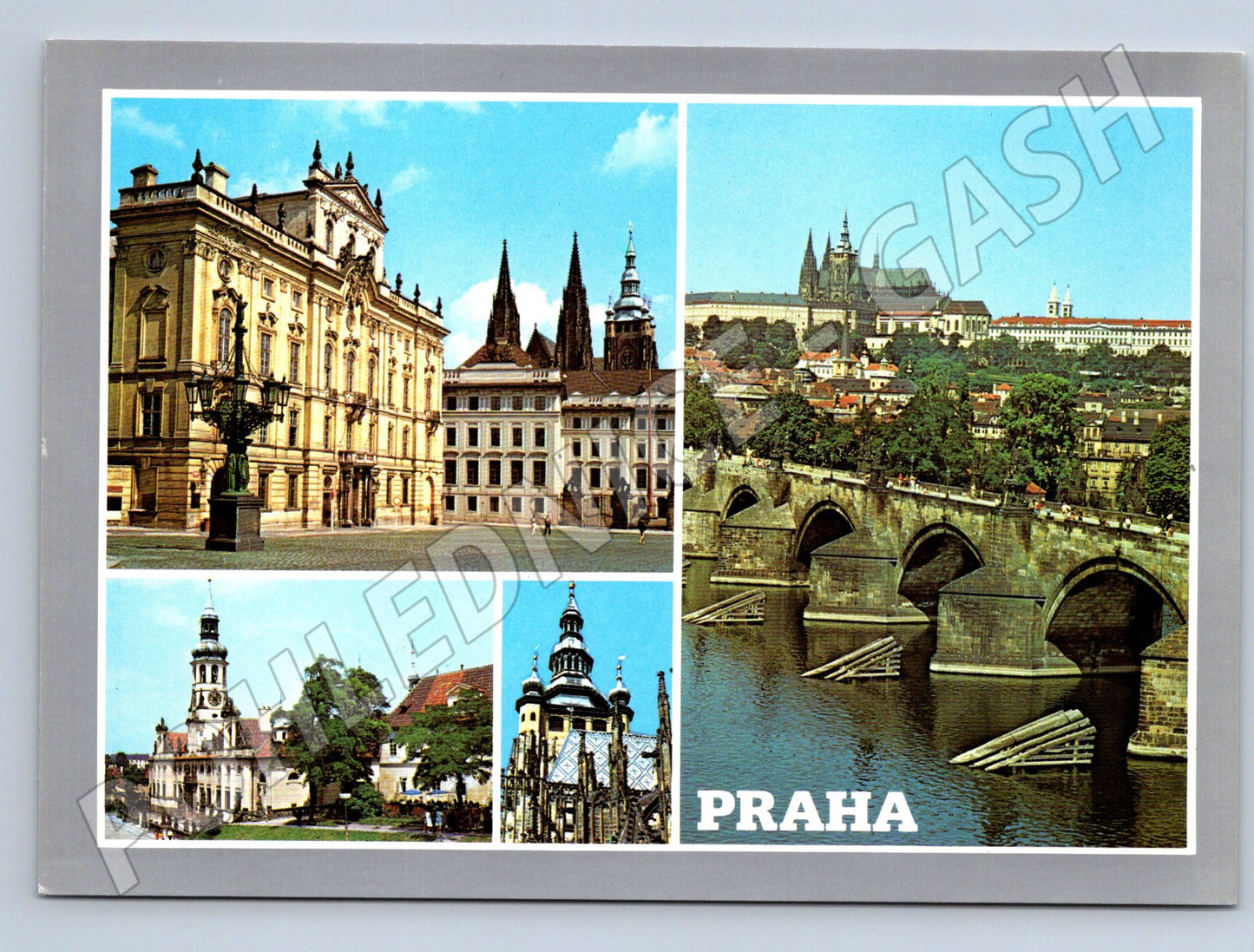 Postcard Prague Hradcany Charles Bridge Loreto St. Vitus (M7833)