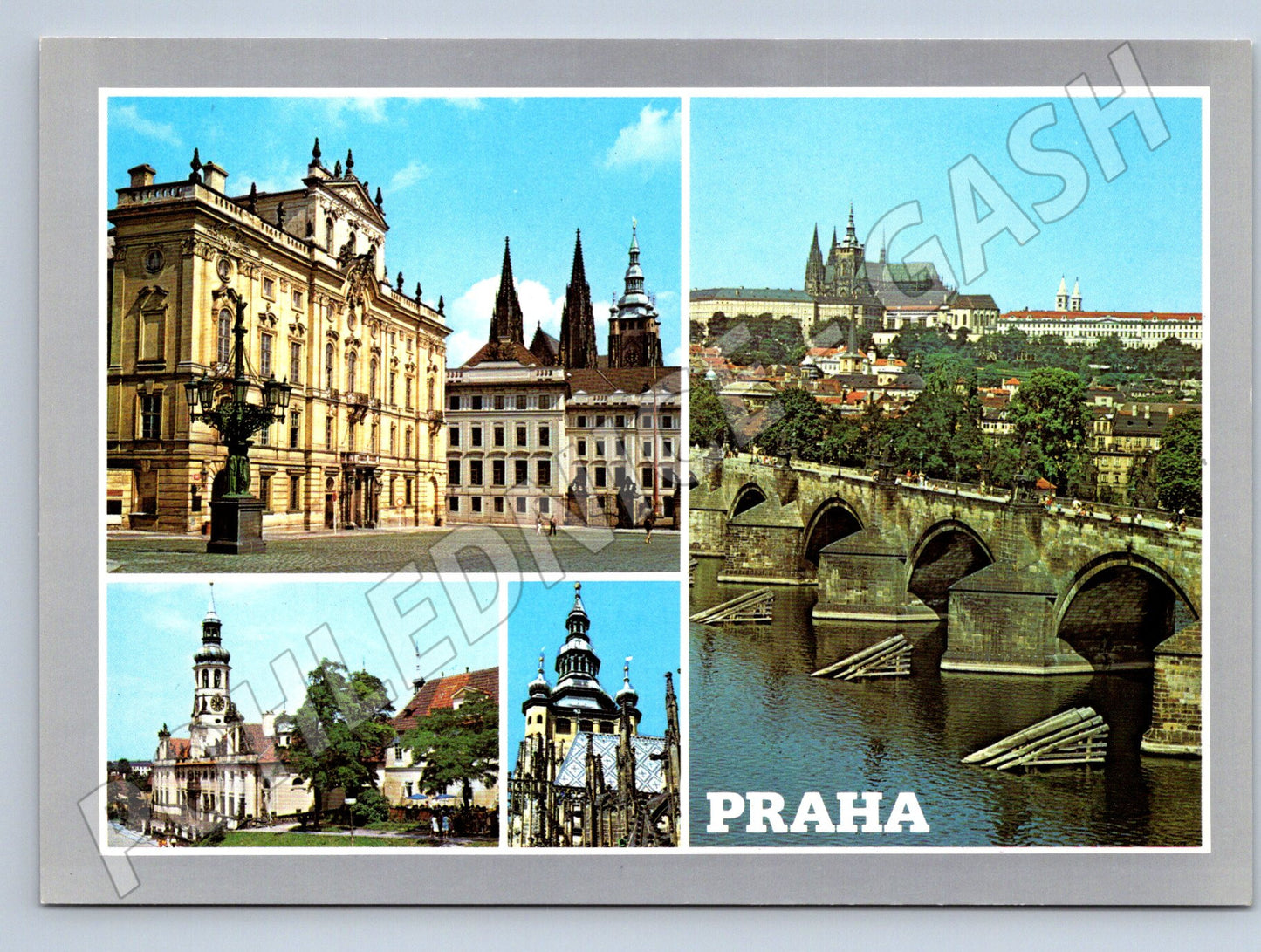 Postcard Prague multiple shots Hradčany Charles Bridge (M7835)