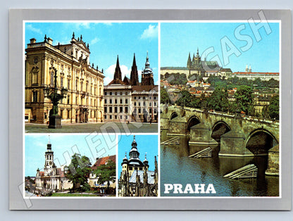 Postcard Prague multiple shots Hradčany Charles Bridge (M7835)