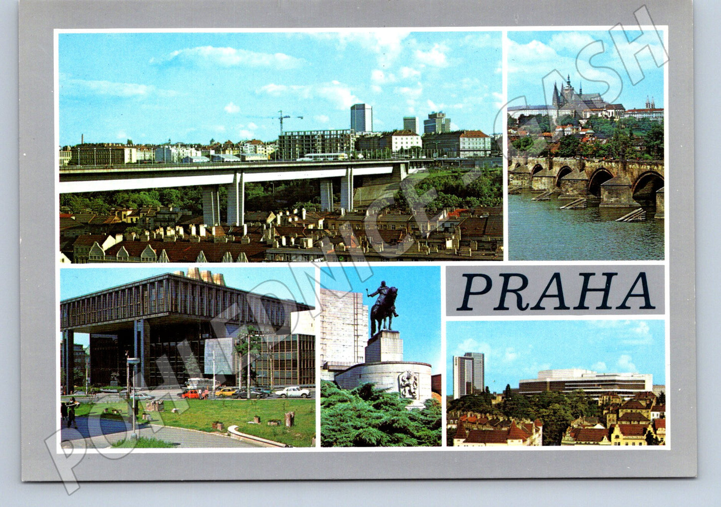 Postcard Prague collage of monuments large format 70s 80s (M7839)