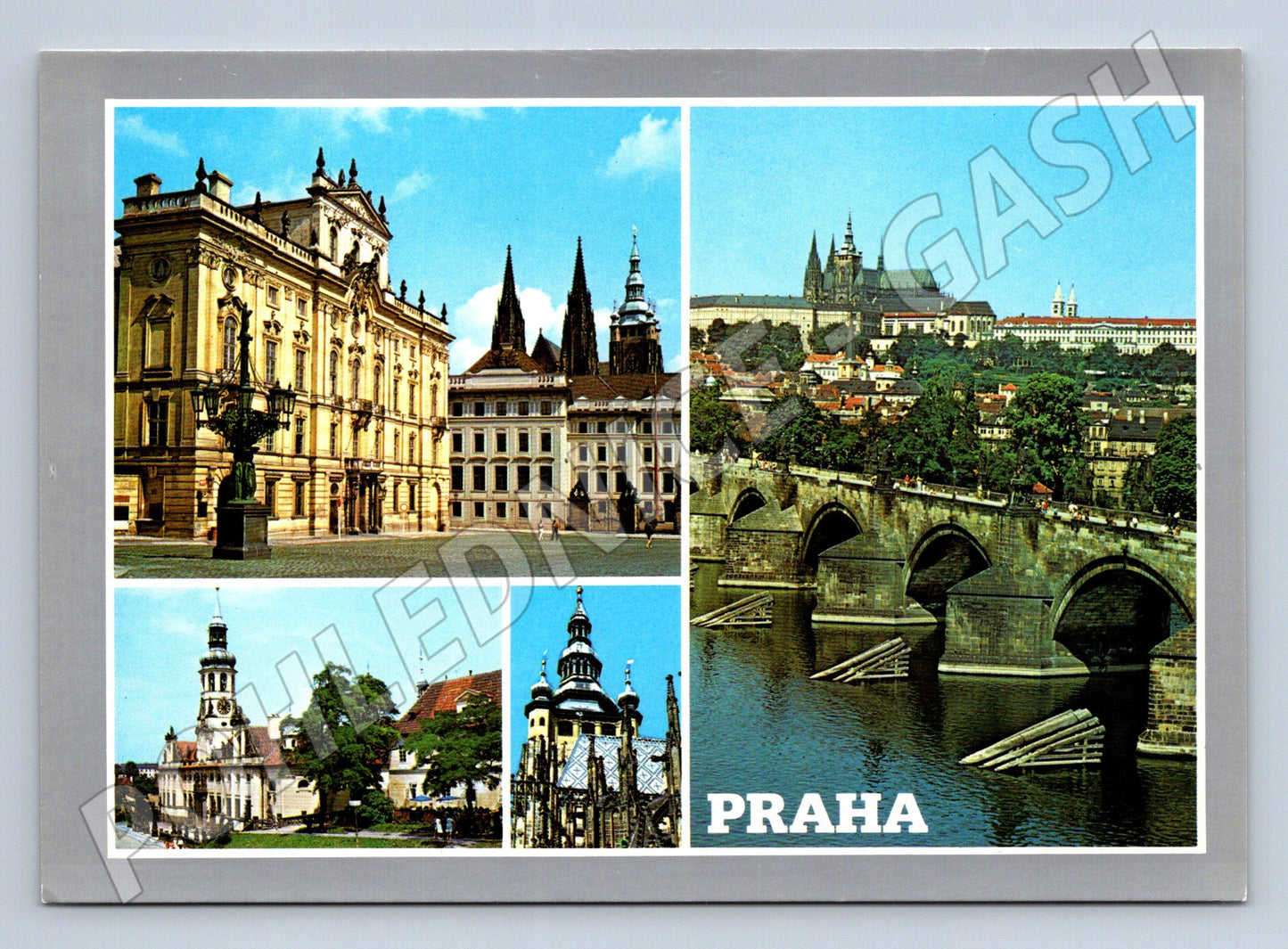Postcard Prague Hradcany Charles Bridge Loreta 1970s (M7843)