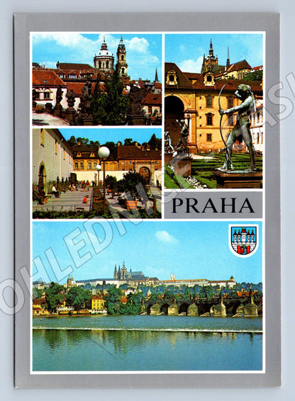 Postcard Prague monuments and gardens color unused (M7845)