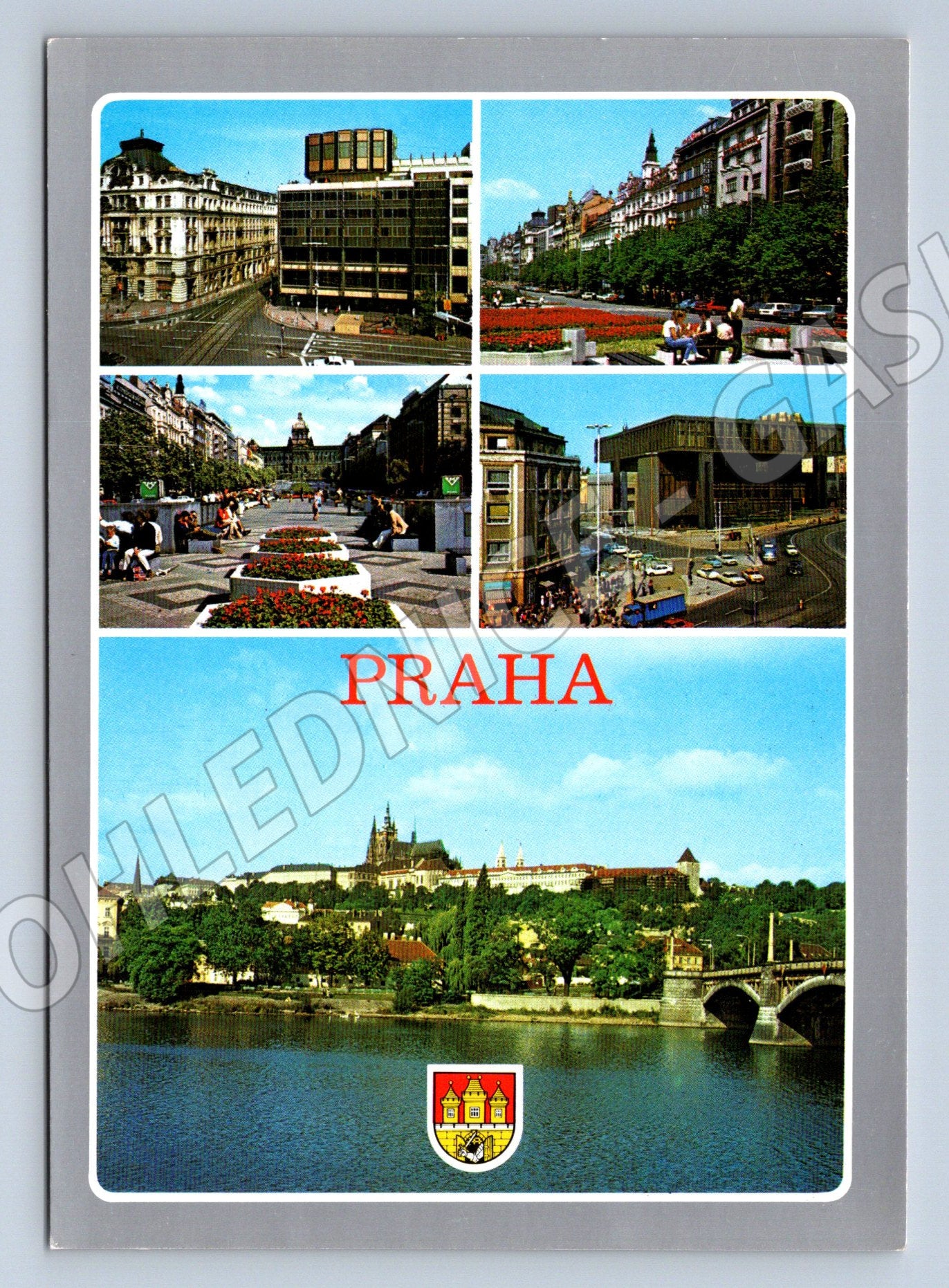 Postcard Prague Wenceslas Square Hradcany older (M7852)