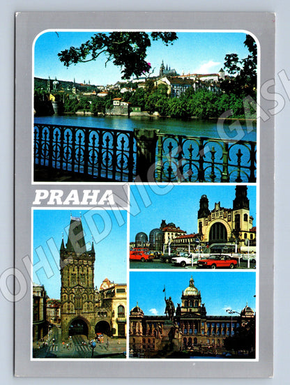 Pohlednice Praha Hradčany Prašná brána muzeum nádraží (M7857)
