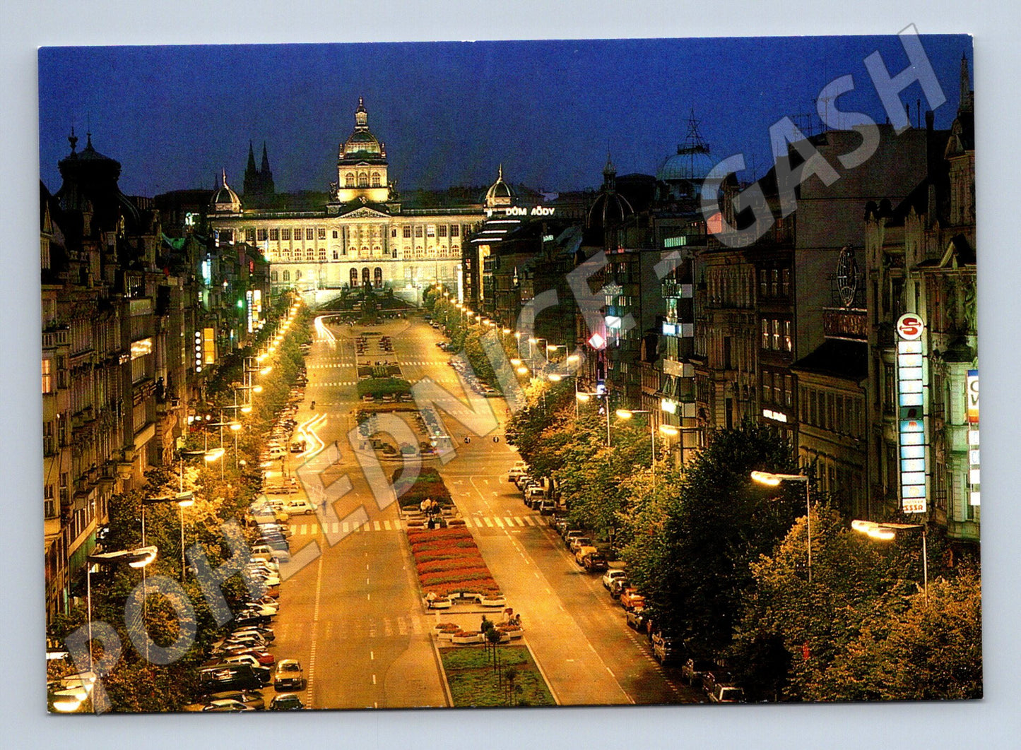 Postcard Prague Wenceslas Square night large format (M7876)