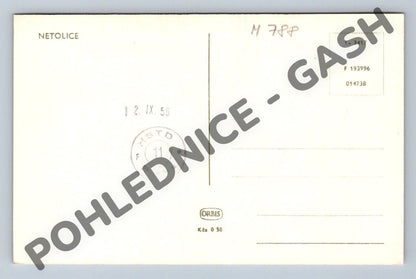 Pohlednice Netolice věž kostela 1956 (M788)