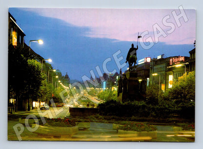 Postcard Prague Wenceslas Square at night large format (M7884)
