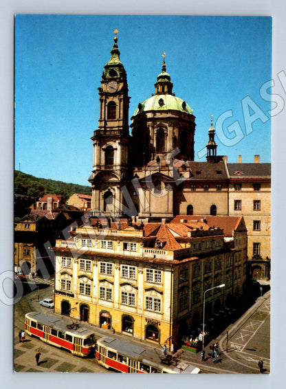 Postcard Prague St. Nicholas Lesser Town Trams (M7894)