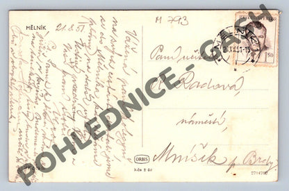 Pohlednice hrad Mělník 1957 ČSR (M793)