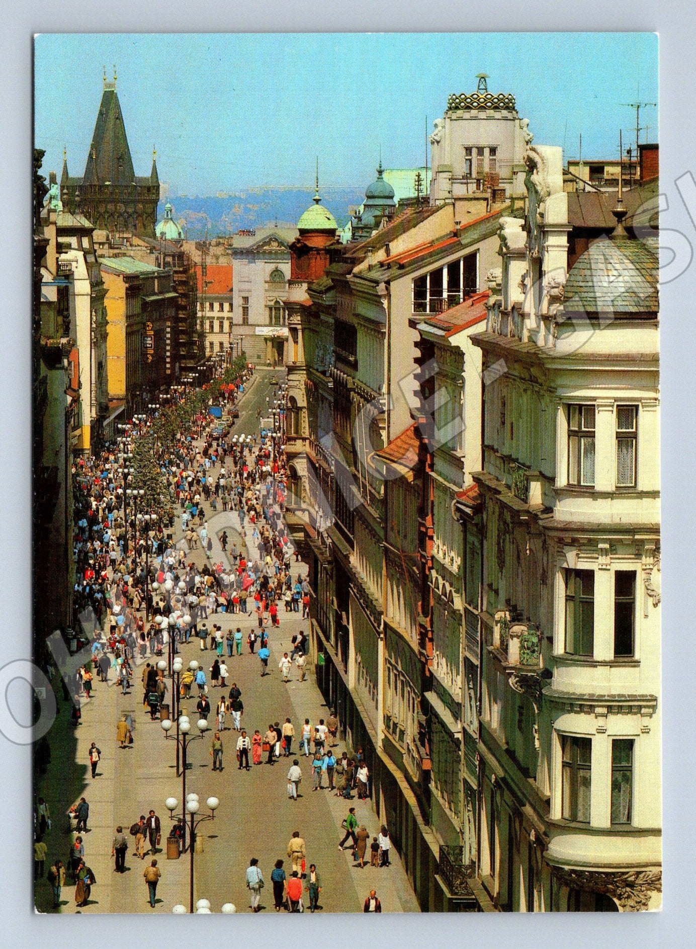 Postcard Prague Na Příkopě pedestrian zone 80s large format (M7930)