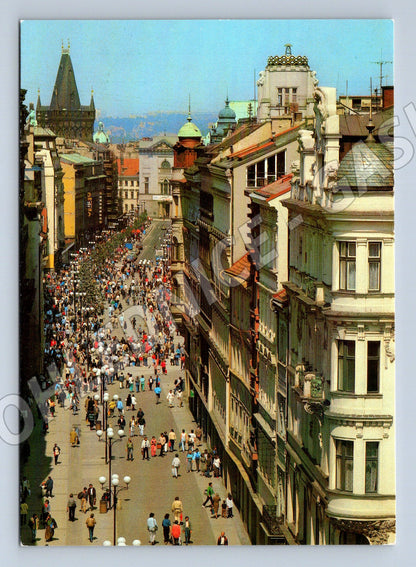 Postcard Prague Na Příkopě pedestrian zone 80s large format (M7930)