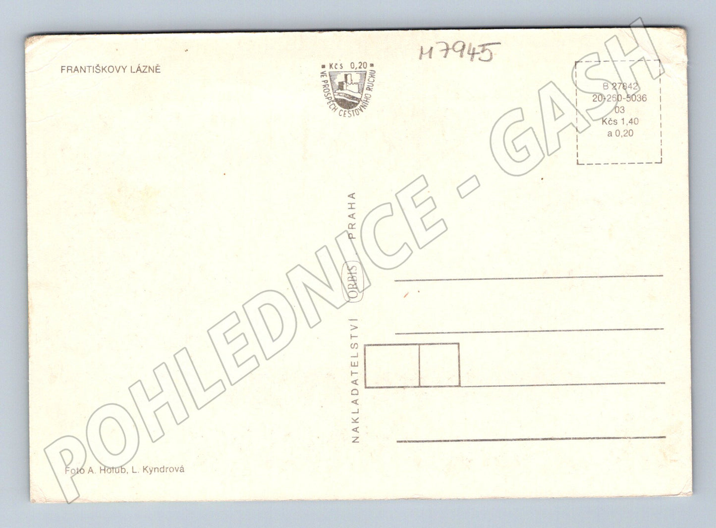 Postcard Františkovy Lázně multi-view map architecture (M7945)