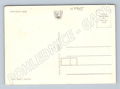 Postcard Františkovy Lázně multi-view map architecture (M7945)