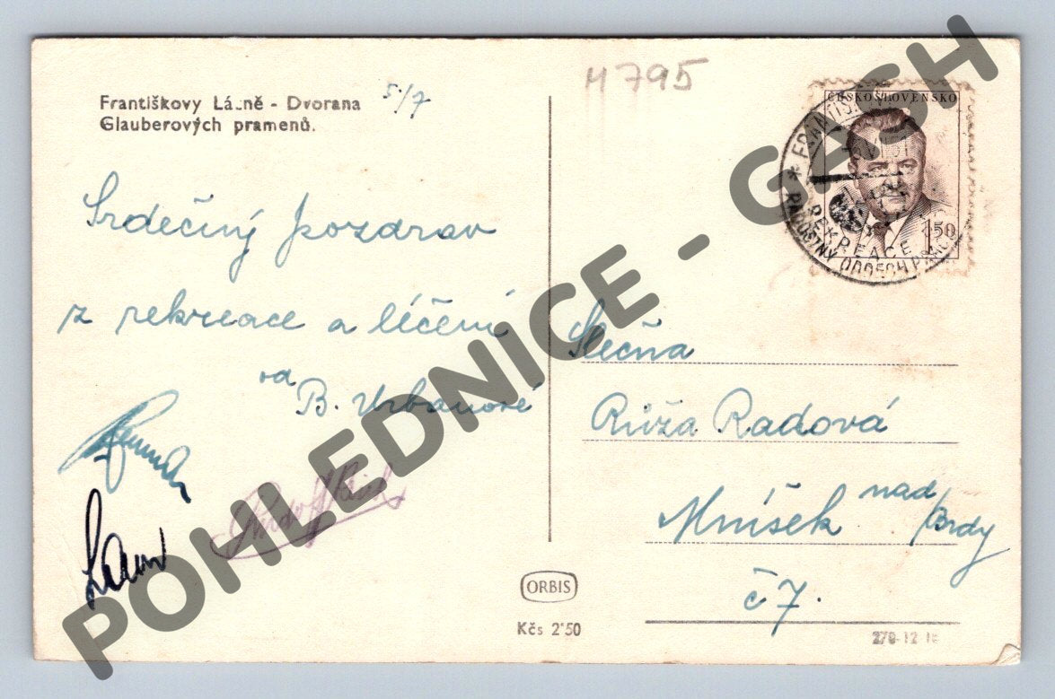 Pohlednice Františkovy Lázně Dvorana pramenů (M795)